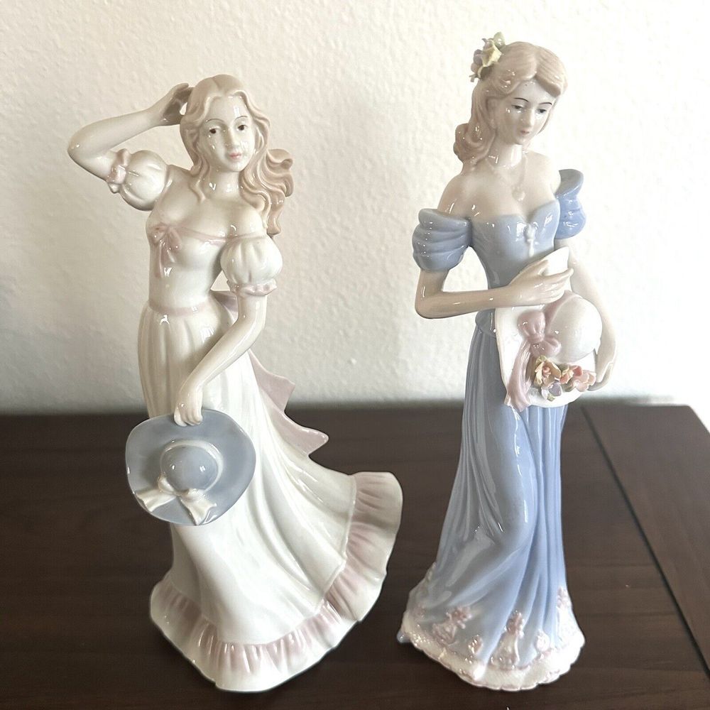 Porcelain Figurine Ladies Sisters‎ Spring Hat Italy Italian Porcelain Vintage